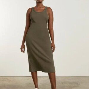 Everlane The Ribbed Tank Dress in Olive Green, size XS
